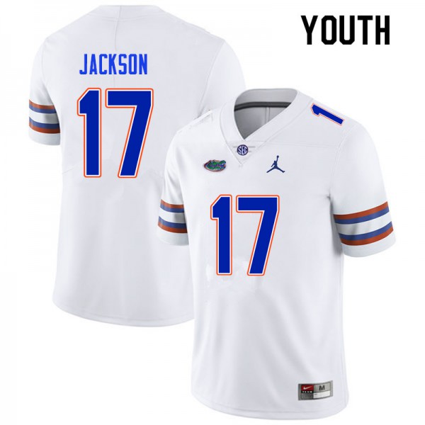 Youth #17 Kahleil Jackson Florida Gators College Football Jersey White